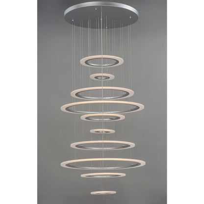 Saturn II 50" Tall 10 Ring LED Chandelier