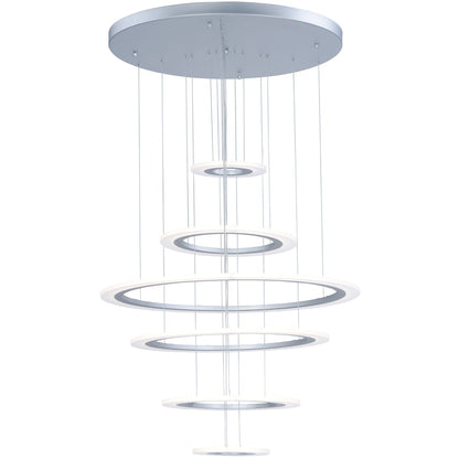 Saturn II 30" Tall 6 Ring LED Chandelier