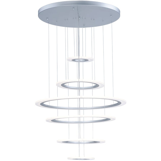 Saturn II 30" Tall 6 Ring LED Chandelier