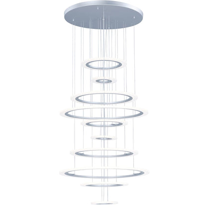 Saturn II 50" Tall 10 Ring LED Chandelier