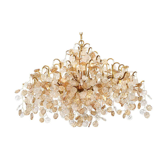 Campobasso 8 Light 26" Wide Chandelier with Gold Metal Wire Frame and Glass Wafers