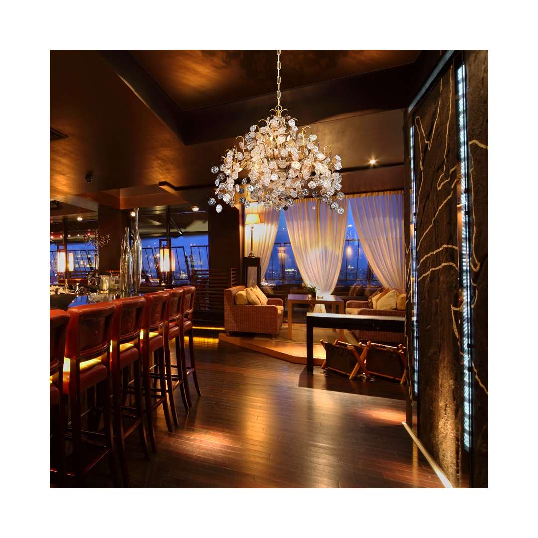 Campobasso 8 Light 26" Wide Chandelier with Gold Metal Wire Frame and Glass Wafers