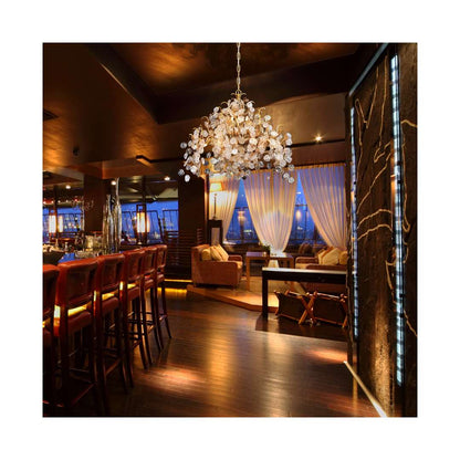 Campobasso 8 Light 26" Wide Chandelier with Gold Metal Wire Frame and Glass Wafers