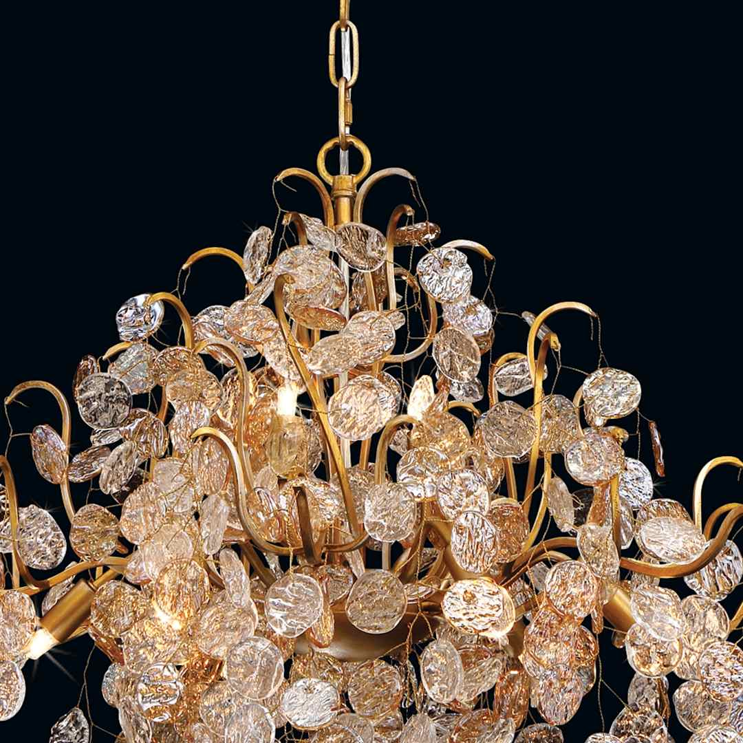 Campobasso 8 Light 26" Wide Chandelier with Gold Metal Wire Frame and Glass Wafers