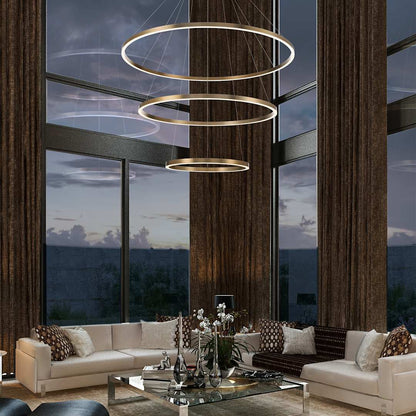 Spunto Three-Tier 61" Wide 3000K LED Ring Chandelier