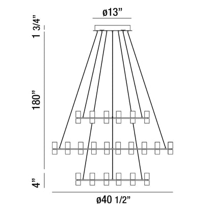 Netto 41" Wide LED 3 Tier Ring Chandelier