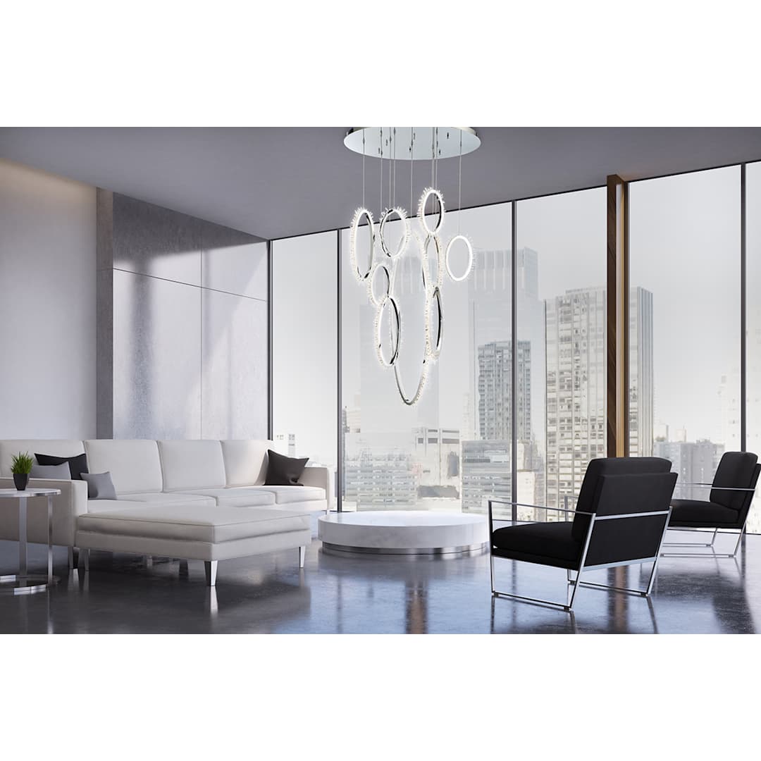 Scoppia 9 Light 38" Wide LED Crystal Multi Light Pendant