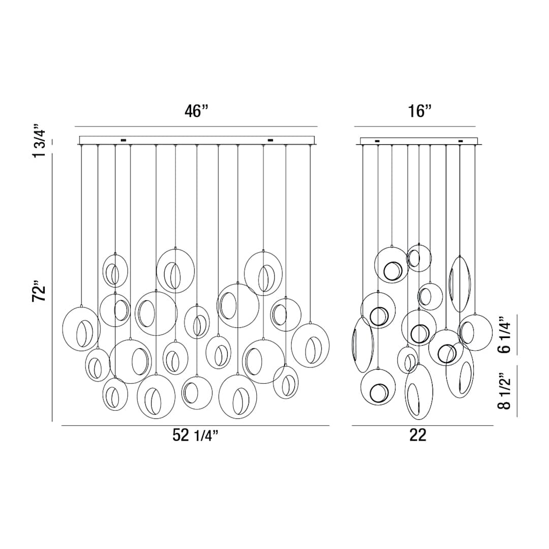 Arlington 20 Light 52" Wide LED Multi Light Pendant