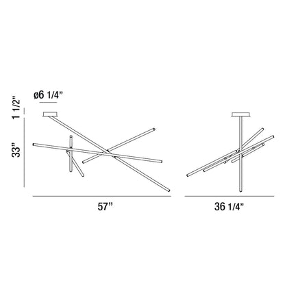 Crossroads 9 Light 36" Wide LED Semi-Flush Ceiling Fixture