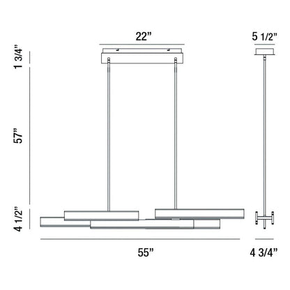 Cameno 9 Light 55" Wide LED Linear Chandelier