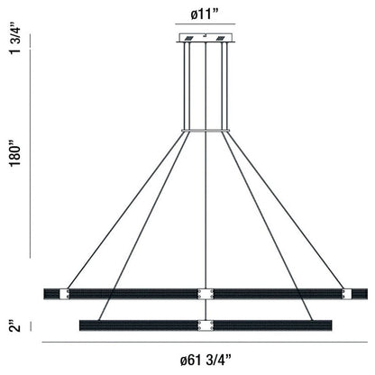 Admiral 4 Light 62" Wide LED Ring Chandelier - 2 Rings