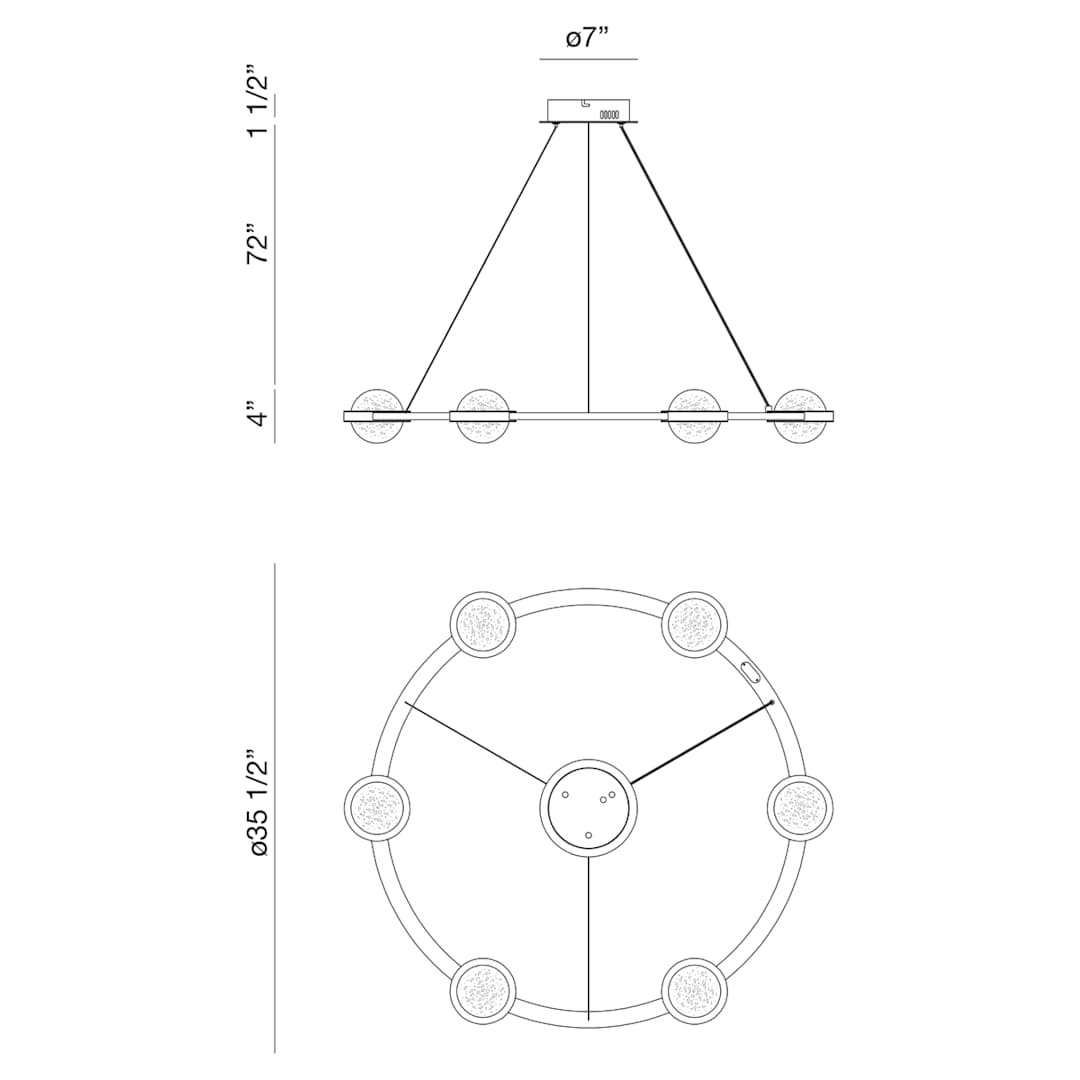 Circolo 6 Light 36" Wide LED Ring Chandelier