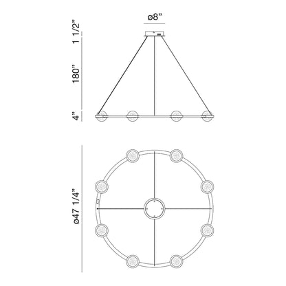 Circolo 8 Light 48" Wide LED Ring Chandelier