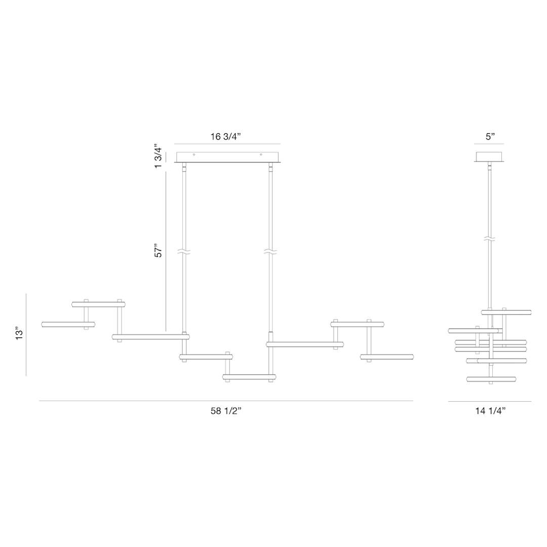 Giro 8 Light 59" Wide LED Abstract Chandelier