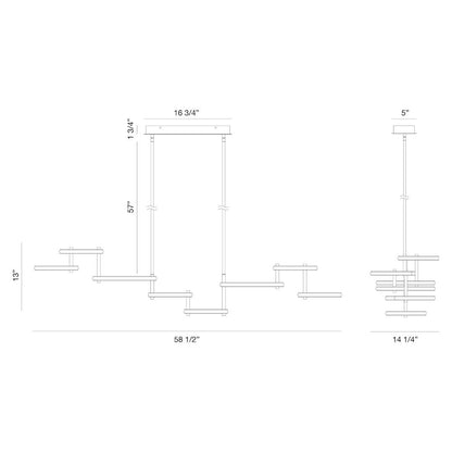 Giro 8 Light 59" Wide LED Abstract Chandelier
