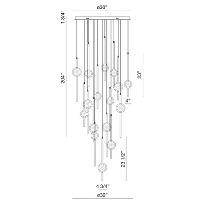 Barletta 16 Light 32" Wide LED Abstract Multi Light Pendant