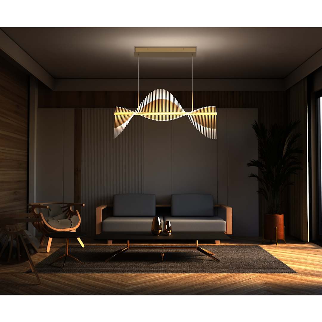 Voltik 59" Wide LED Abstract Linear Chandelier