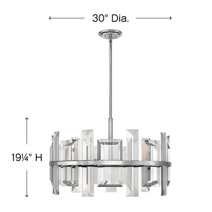 Odette 9 Light 30" Wide Drum Chandelierwith Emerald Cut Crystal Panels