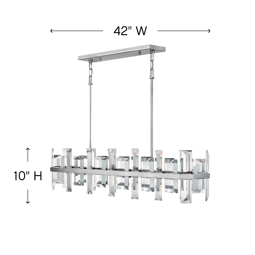 Odette 8 Light 42" Wide Linear Chandelierwith Emerald Cut Crystal Panels