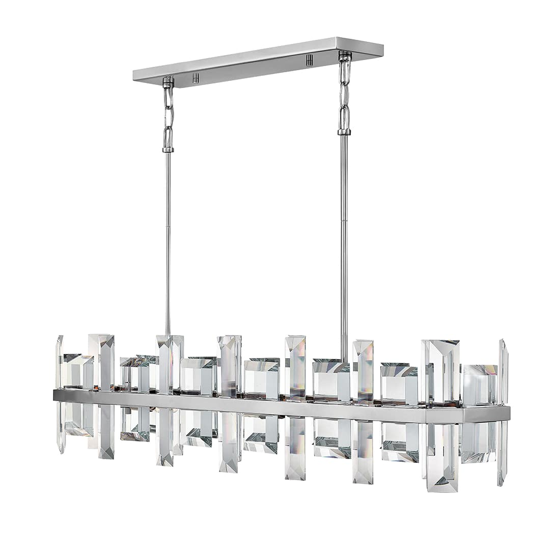 Odette 8 Light 42" Wide Linear Chandelierwith Emerald Cut Crystal Panels