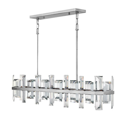Odette 8 Light 42" Wide Linear Chandelierwith Emerald Cut Crystal Panels