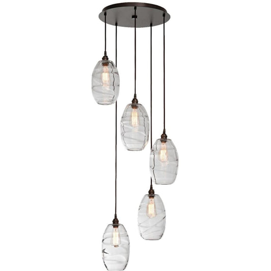 Ellisse 18" Wide Artisan Crafted 5 Light Optic Glass Pendant