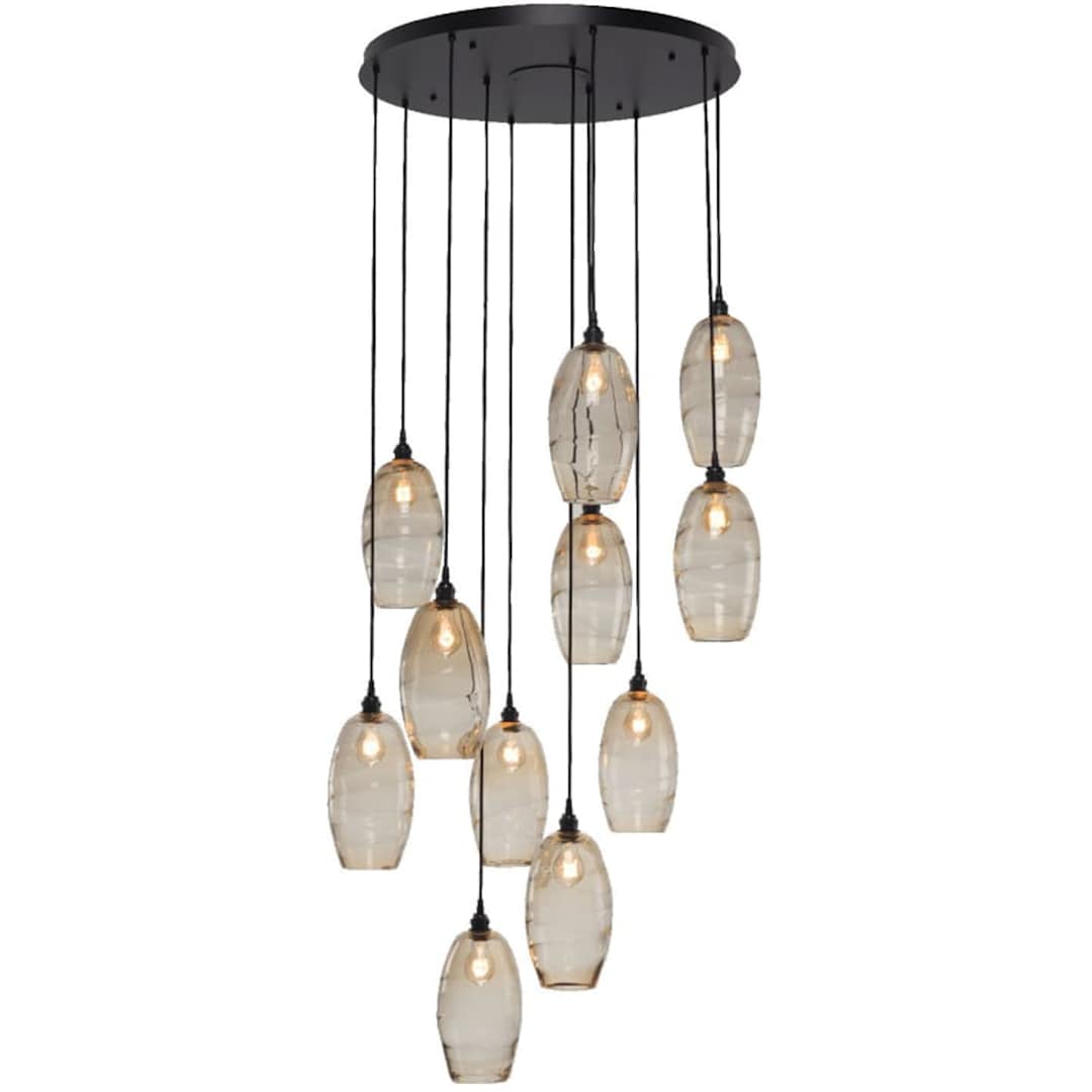 Ellisse 34" Wide Artisan Crafted 11 Light Optic Glass Pendant