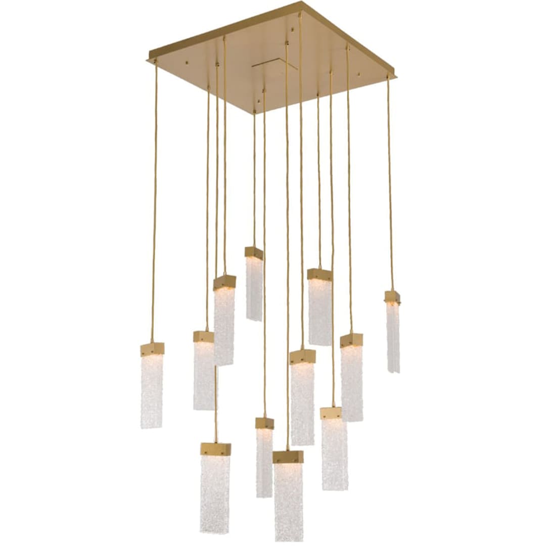 Parallel 33" Wide Artisan Crafted LED 12 Light Pendant with Hand Textured Glass