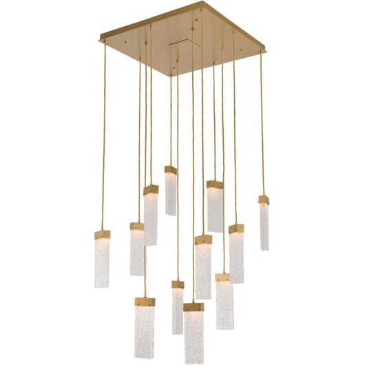 Parallel 33" Wide Artisan Crafted LED 12 Light Pendant with Hand Textured Glass
