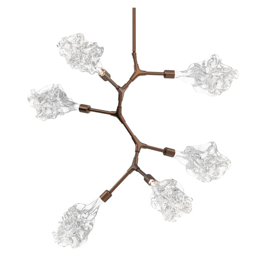 Blossom 32" Wide 6 Light LED Abstract Chandelier with Clear Blossom Blown Glass Shades