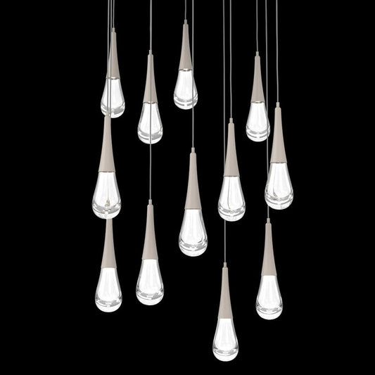Raindrop 12 Light 33" Wide LED Abstract Multi Light Pendant - 3000K