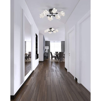 Blossom 32" Wide LED Semi-Flush Ceiling Fixture with Clear Blossom Blown Glass Shades