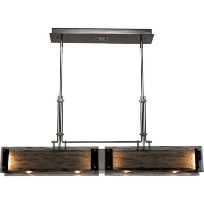 Urban Loft 44" Wide Artisan Crafted Linear Chandelier with Hand Textured Glass