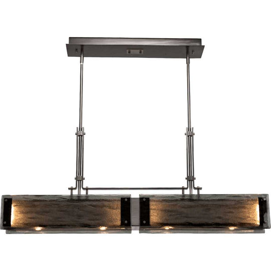 Urban Loft 44" Wide Artisan Crafted Linear LED Chandelier with Hand Textured Glass