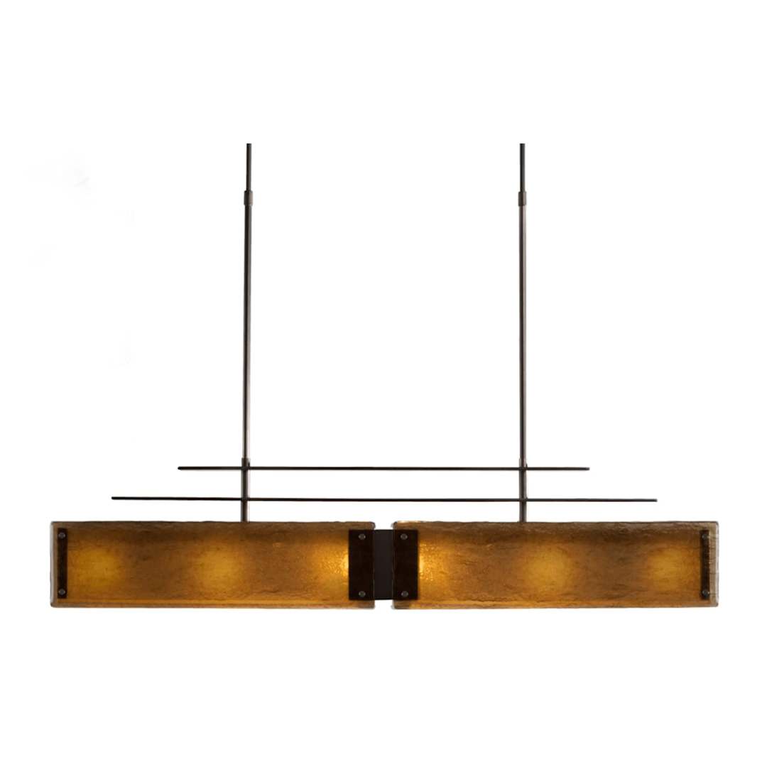 Urban Loft Parallel 44" Wide Artisan Crafted Linear Chandelier with Hand Textured Glass