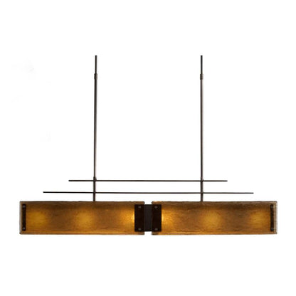 Urban Loft Parallel 44" Wide Artisan Crafted Linear Chandelier with Hand Textured Glass