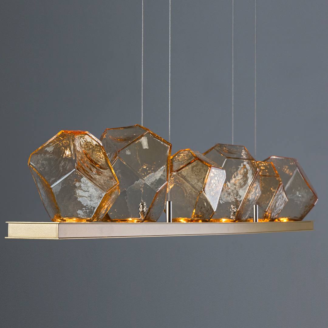 Gem 44" Wide 10 Light Hand Blown Glass LED Linear Suspension