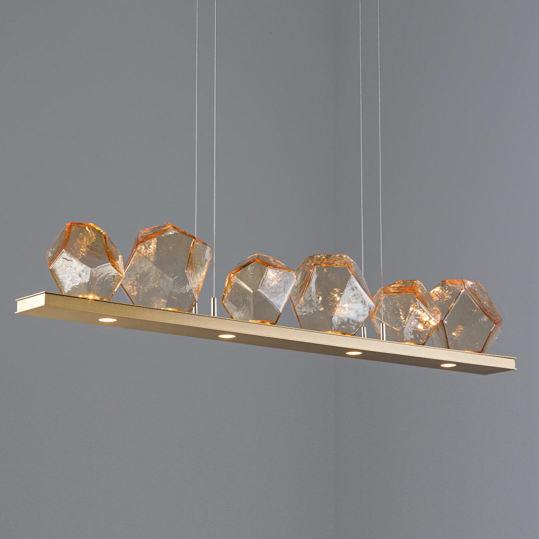 Gem 44" Wide 10 Light Hand Blown Glass LED Linear Suspension