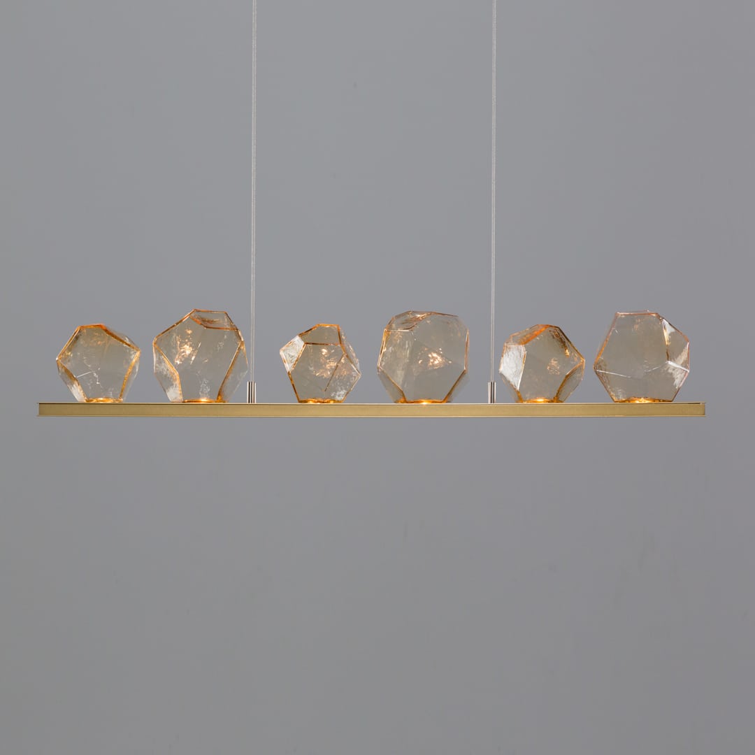 Gem 44" Wide 10 Light Hand Blown Glass LED Linear Suspension