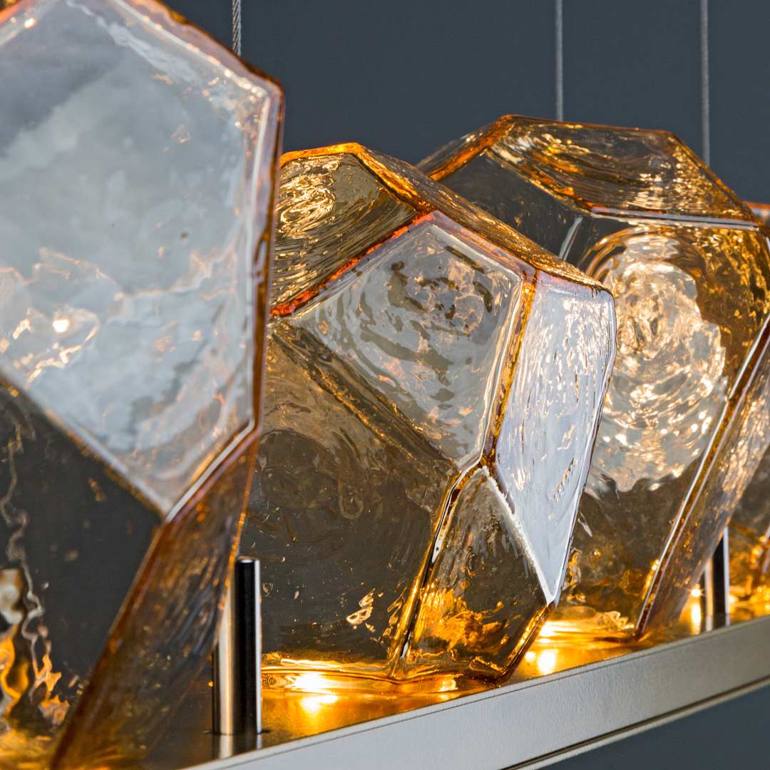 Gem 44" Wide 10 Light Hand Blown Glass LED Linear Suspension