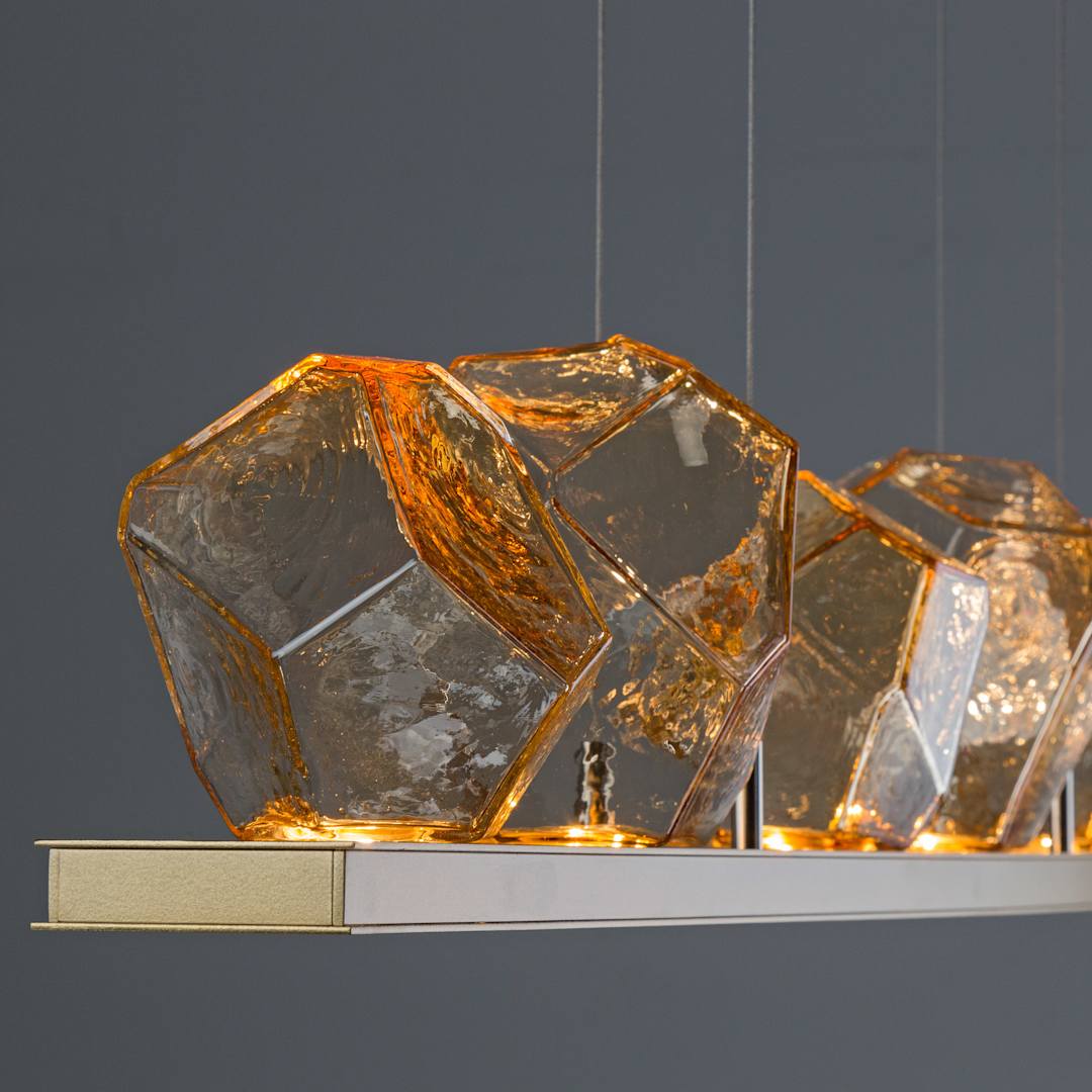 Gem 44" Wide 10 Light Hand Blown Glass LED Linear Suspension