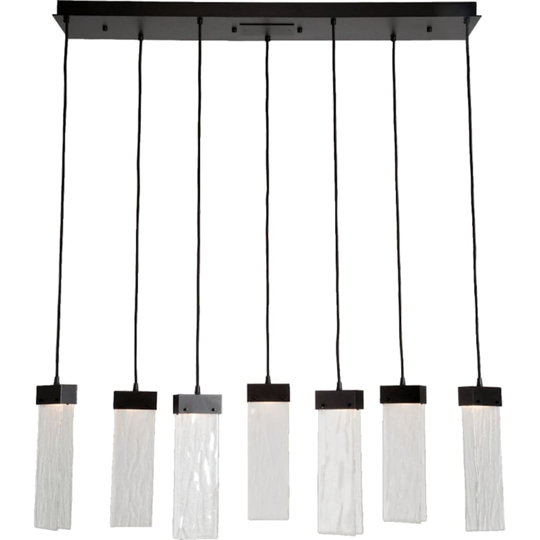 Parallel 45" Wide Artisan Crafted 7 Light LED Linear Pendant with Hand Textured Glass