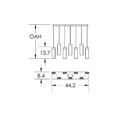 Parallel 45" Wide Artisan Crafted 7 Light LED Linear Pendant with Hand Textured Glass