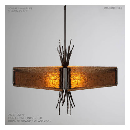 Ironwood 24" Wide Artisan Crafted Chandelier with Hand Textured Glass and Sculpted Steel