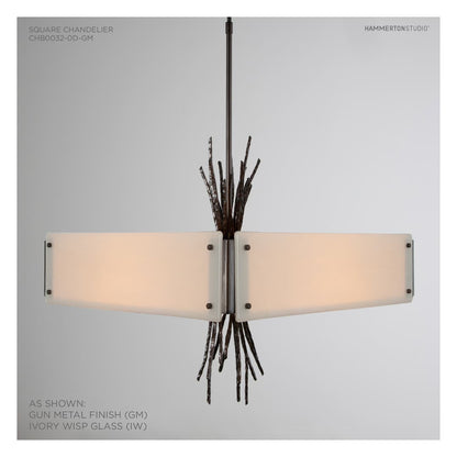 Ironwood 24" Wide Artisan Crafted Chandelier with Hand Textured Glass and Sculpted Steel