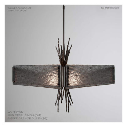 Ironwood 24" Wide Artisan Crafted Chandelier with Hand Textured Glass and Sculpted Steel