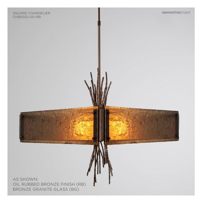 Ironwood 24" Wide Artisan Crafted Chandelier with Hand Textured Glass and Sculpted Steel