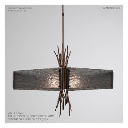 Ironwood 24" Wide Artisan Crafted Chandelier with Hand Textured Glass and Sculpted Steel