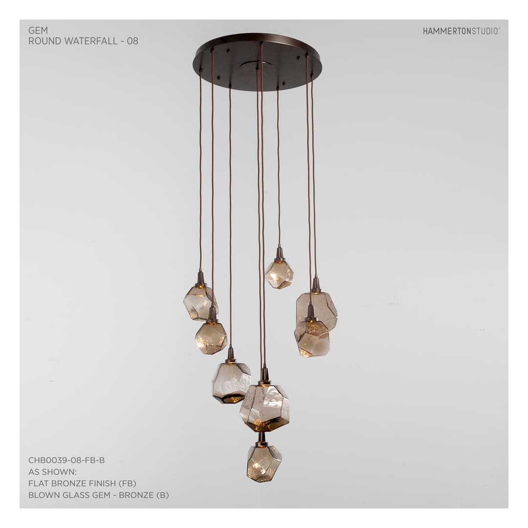 Gem 28" Wide 8 Light Hand Blown Glass LED Pendant