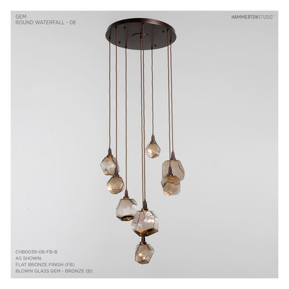 Gem 28" Wide 8 Light Hand Blown Glass LED Pendant